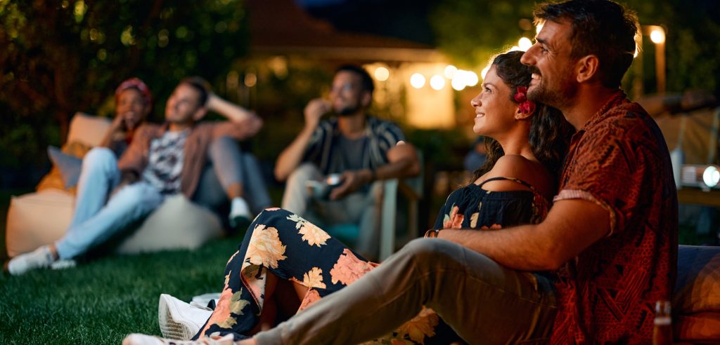 Young adults watching fireworks
