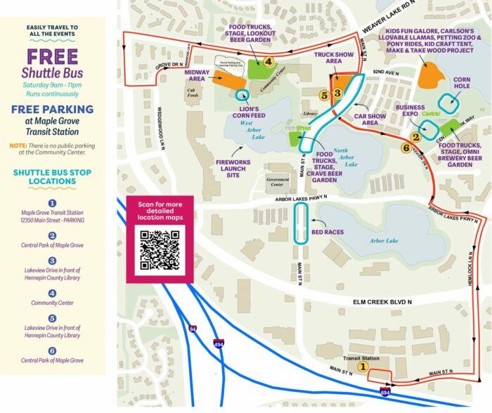 Maple Grove Days Shuttle Map